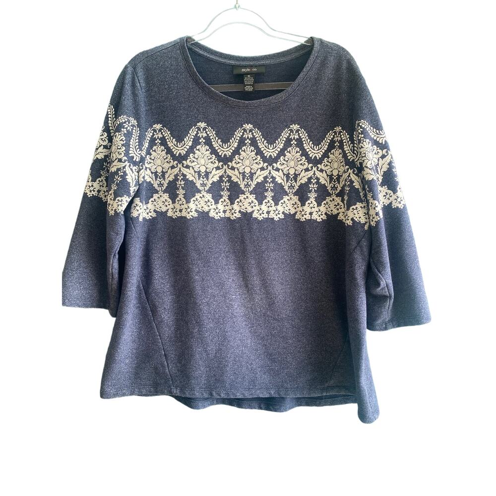 Style & Co Heathered Blue Lightweight Sweatshirt XL
